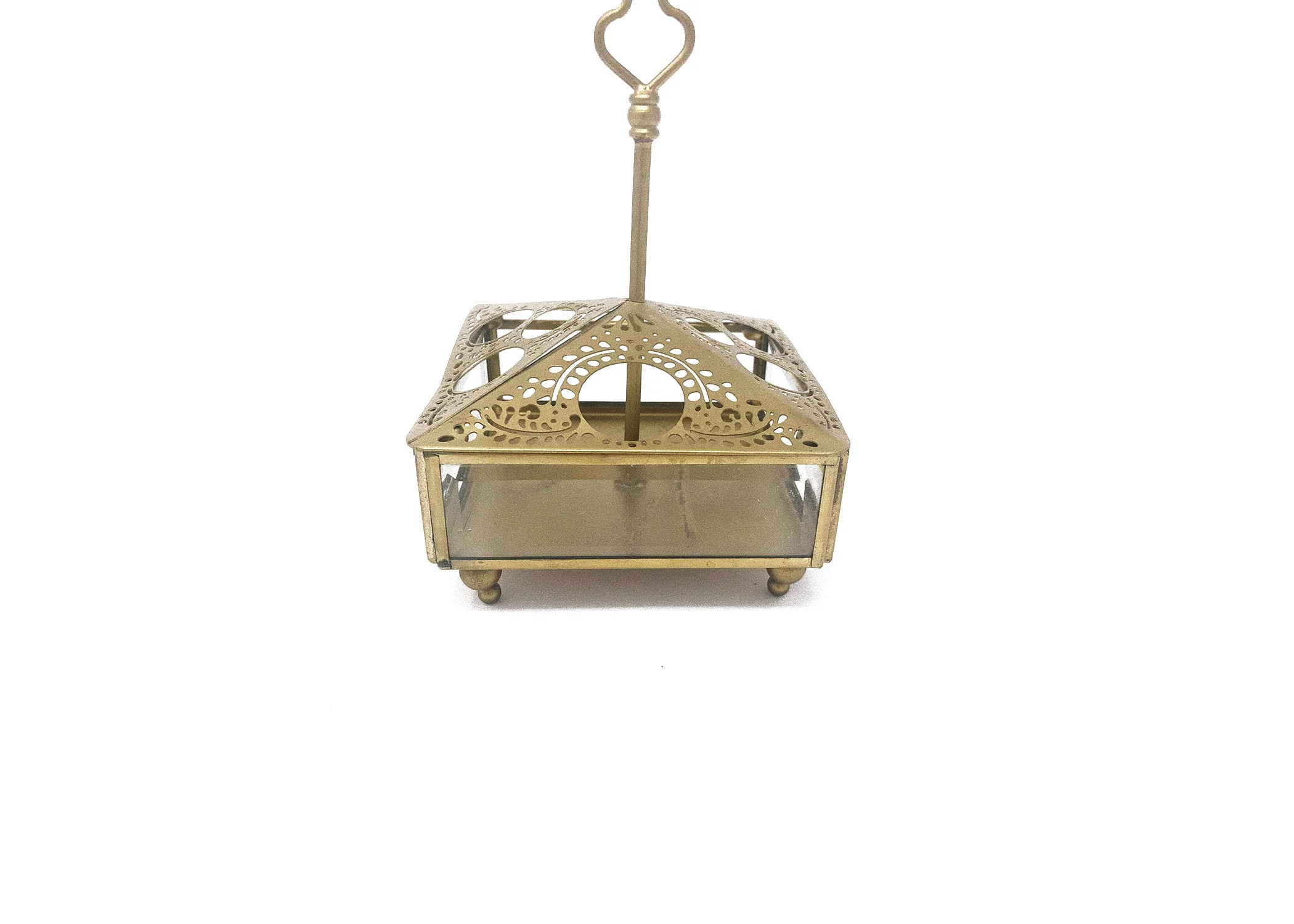 Gold Tone and Glass Footed Lipstick Holder