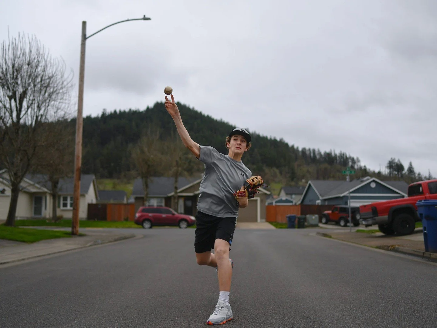 Ruben Moran, 14, plays catch with his father, Jack Moran, on March 11, 2026, in Springfield, Oregon, as he prepares for his final season in the prep league before planning to play in high school next year.

&ldquo;I know my dad just wants me to be th