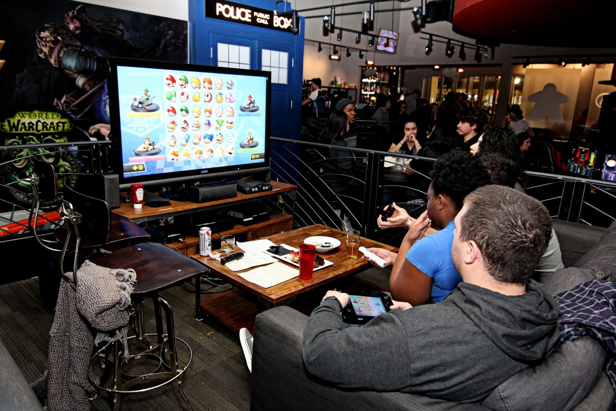 Two people compete in a game of Super Smash Bros