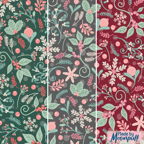 Whimsical Winter Flora Alternate Colorways