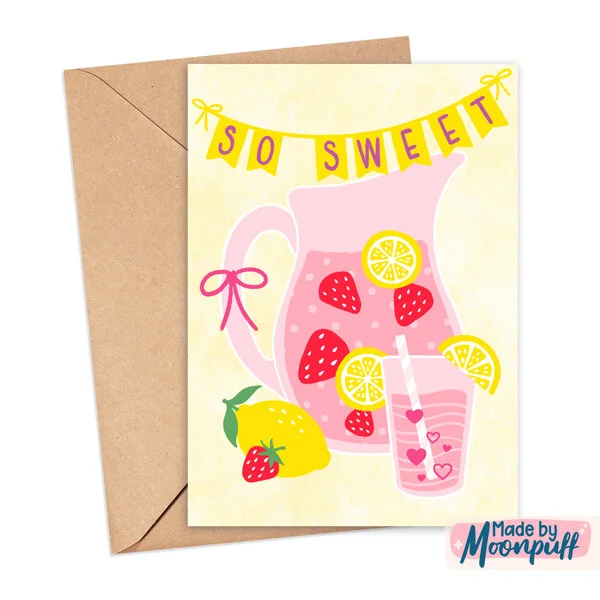 Pink Lemonade Greeting Card Mockup.