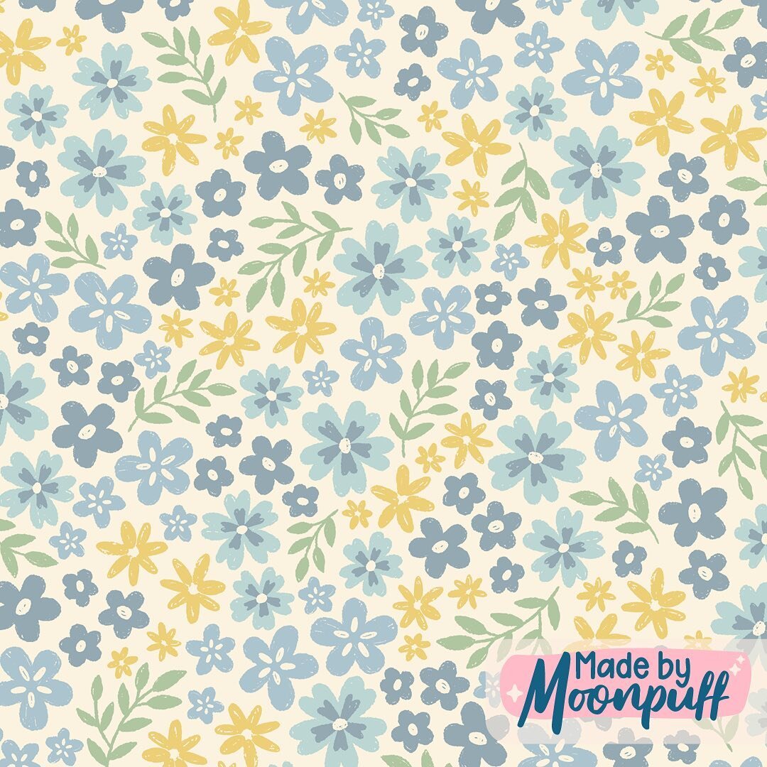 Just showing off my latest addition to my portfolio. I love doing this style of design and I&rsquo;m happy with how sweet this ditsy floral came out! Yay! 🌼😊🌼
.
.
.
.
#surfacedesigner #portfoliopiece #ditsyfloral #countryfloral #countrycore #bluea