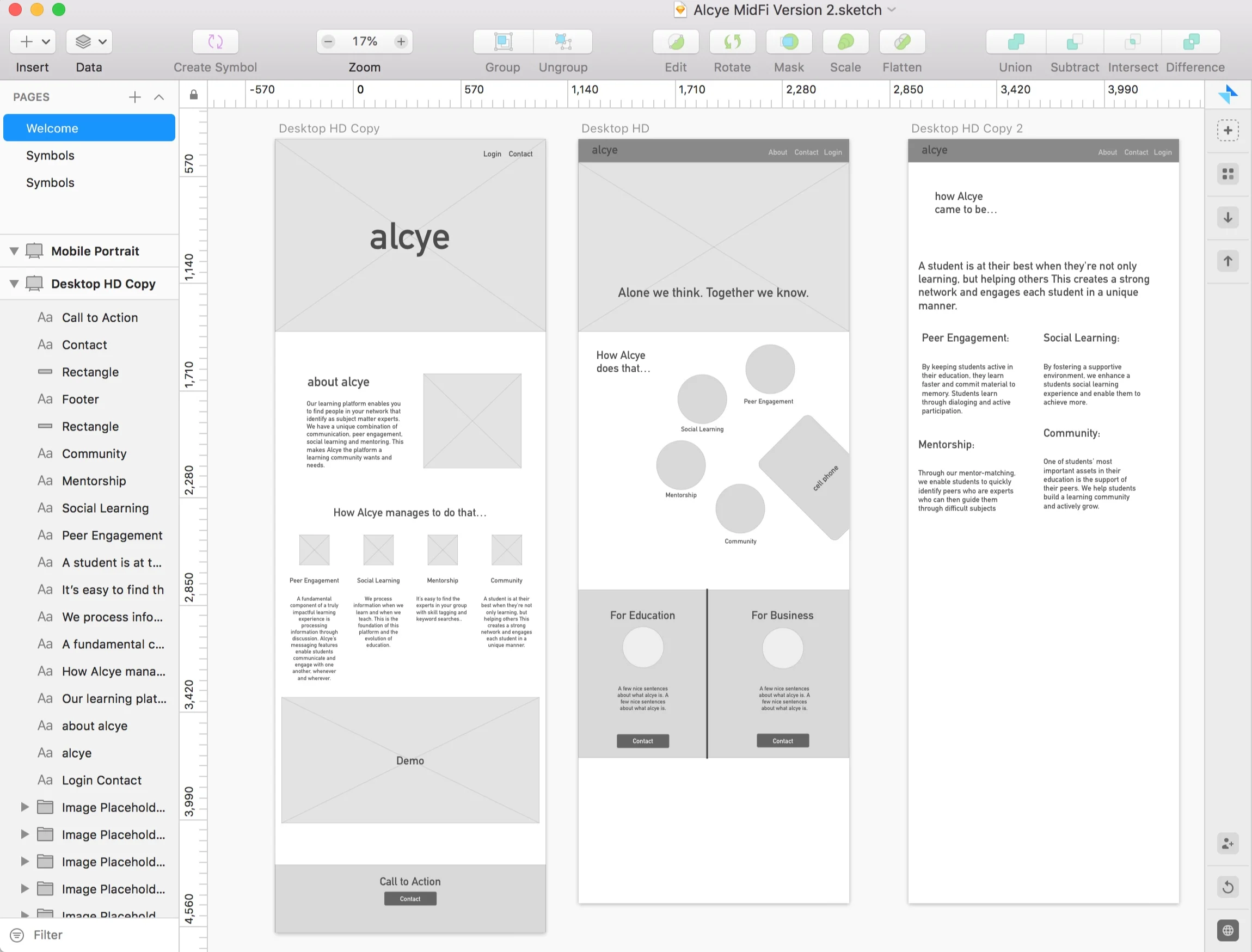 Mid Fidelity Wireframes