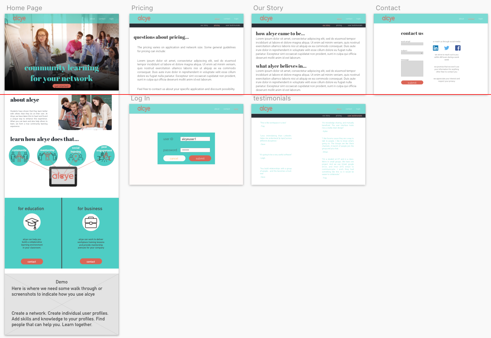 High Fidelity Wireframes / Prototype