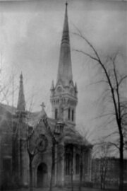A historic picture of the Unitarian Church of Montreal