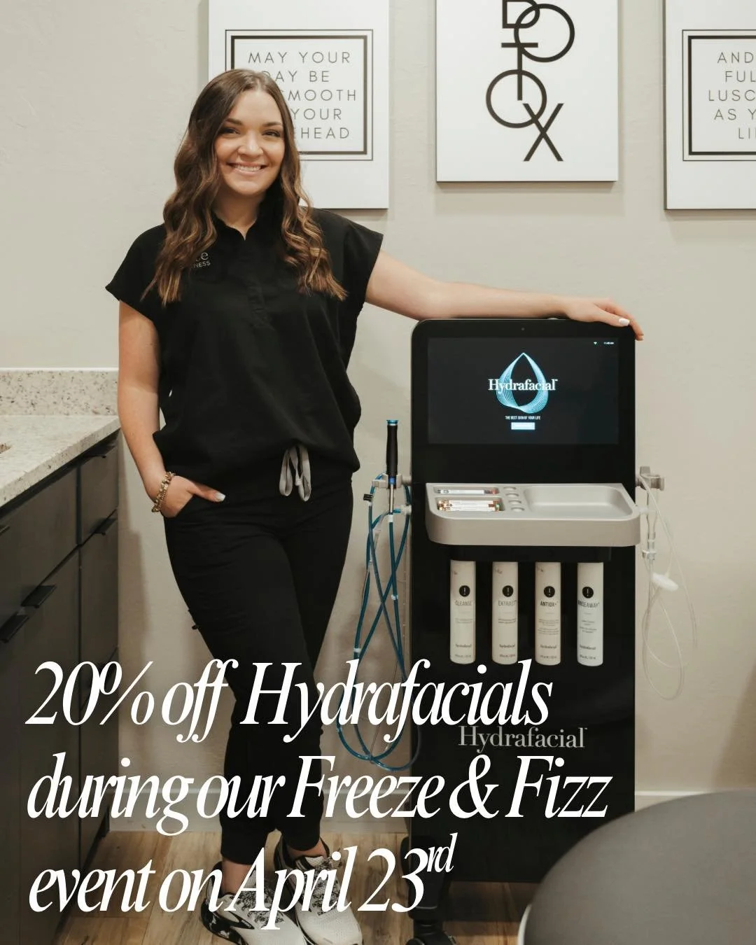 Hydrafacials, but make it 20% off ✨

Only during our Freeze &amp; Fizz event this Thursday, April 23rd. 

If glowing, hydrated skin has been on your list, this is your moment

Call to purchase 405-620-0049 or use code FIZZ20 online https://www.joinbl