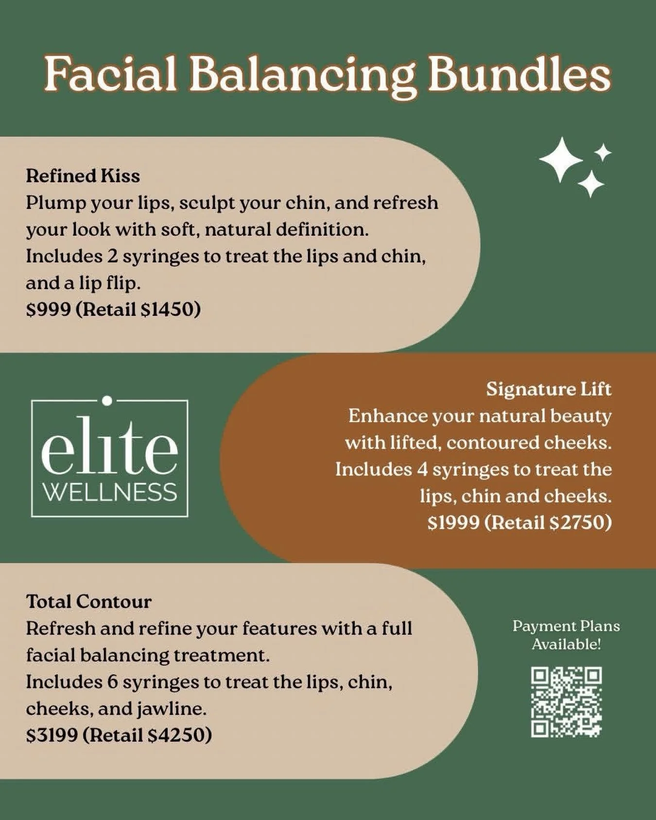 Our Facial Balancing Bundles are designed to enhance your natural features with subtle, beautiful definition. Whether you&rsquo;re looking for a soft refresh or full facial contouring.

💋 Refined Kiss
✨ Signature Lift
💫 Total Contour

Each package 