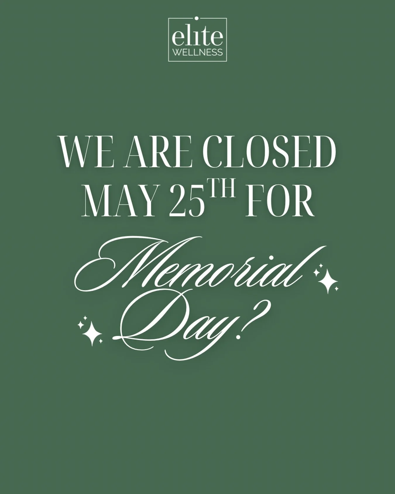 Today, we remember the heroes who gave everything for our freedom.

At Elite Wellness, we&rsquo;re grateful for the sacrifices that allow us to care for our community every day. Wishing you a meaningful Memorial Day as we honor those who served and g