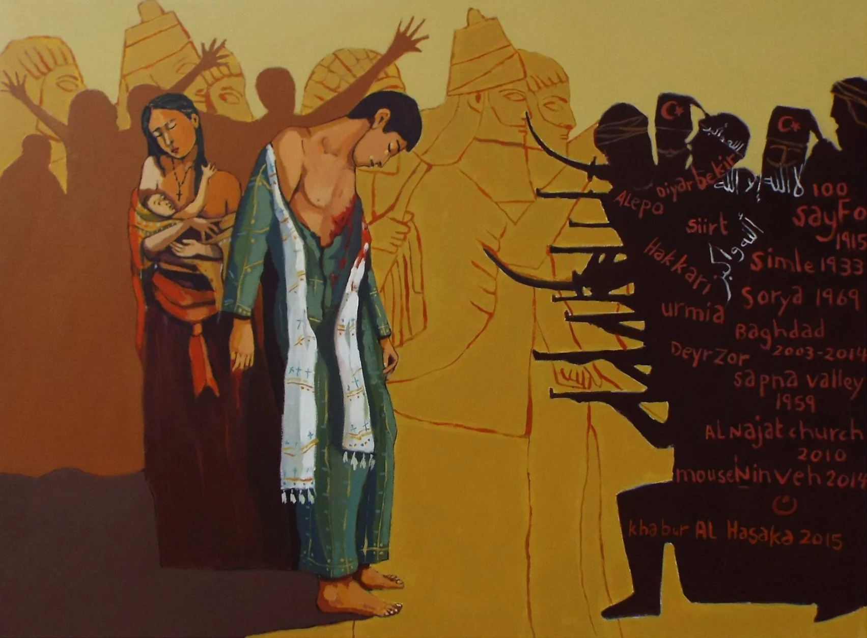 A painting of Assyrian Genocide by Assyrian Artist, Paul Batou