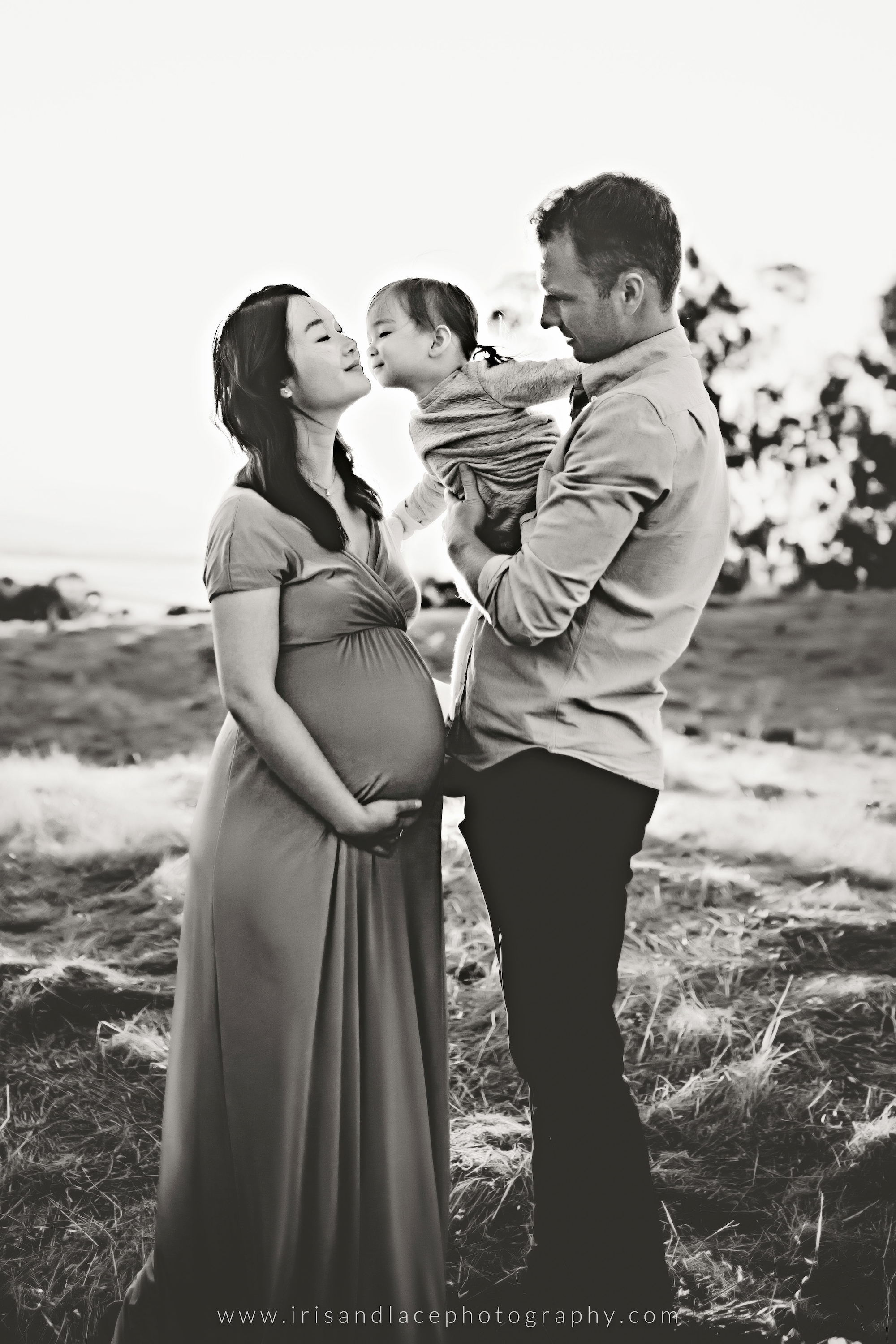 Black and white maternity photograph