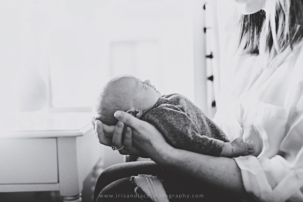 Mother and Son black and White newborn photography 