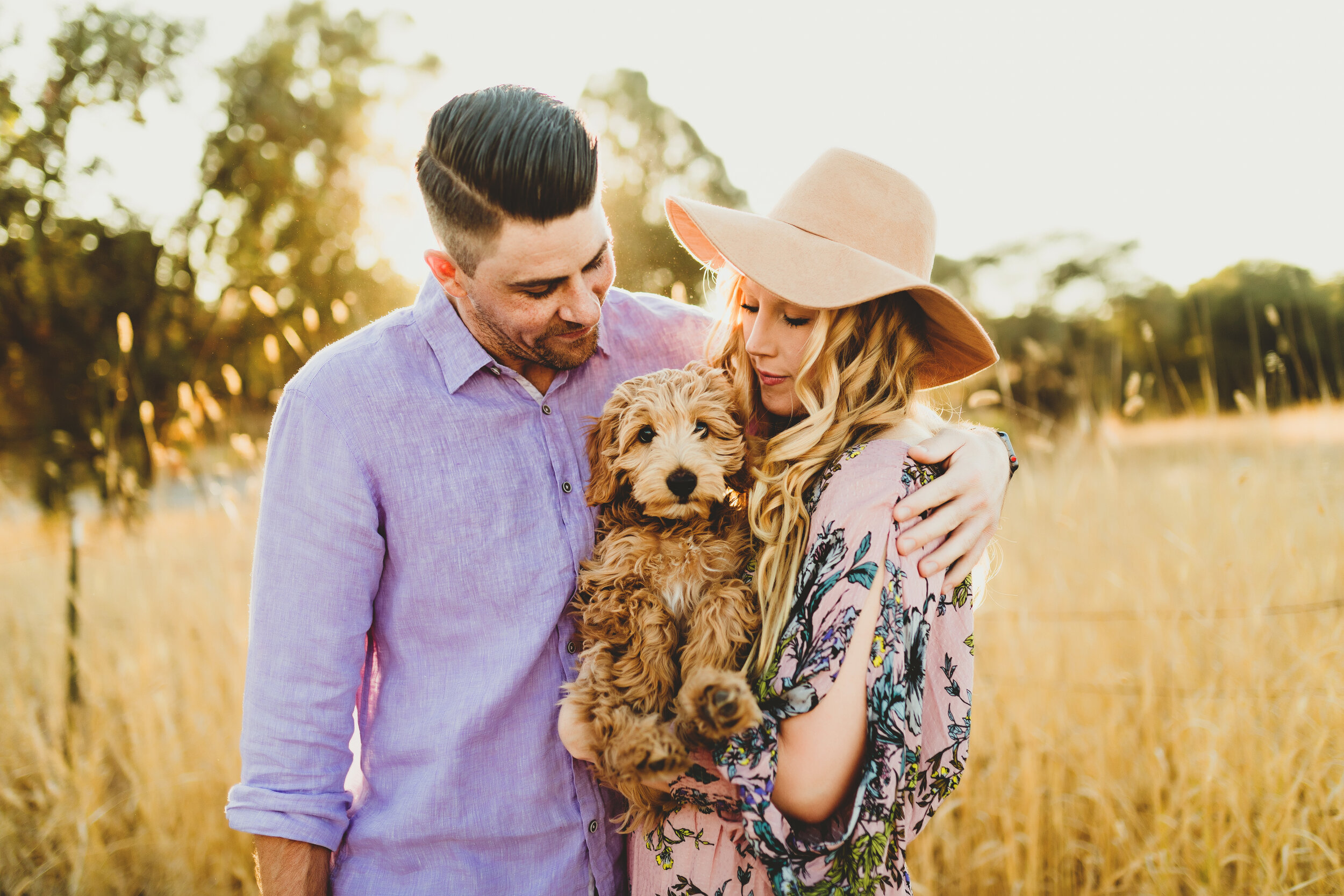 Family of three with puppy  |  Silicon Valley Family Photographer