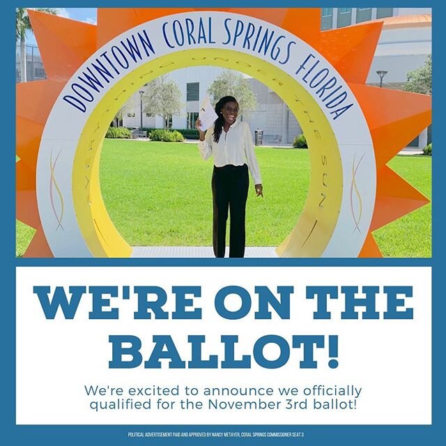 Our campaign has officially qualified and I&rsquo;m on the ballot! Thank you to everyone who believes in our campaign. I look forward to meeting you all and working toward a Coral Springs where everyone can thrive!

Help us reach our June fundraising