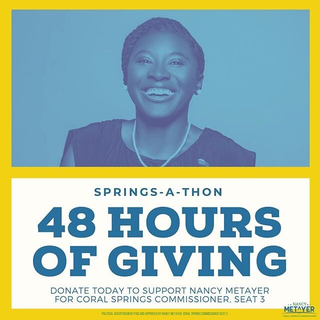 Can you help us reach our 10K goal in 48 hours? We&rsquo;re hosting a 48 hour virtual fundraiser!

The support thus far has been tremendous! I am so grateful for a community that believes in my vision for Coral Springs. We have been really working ha