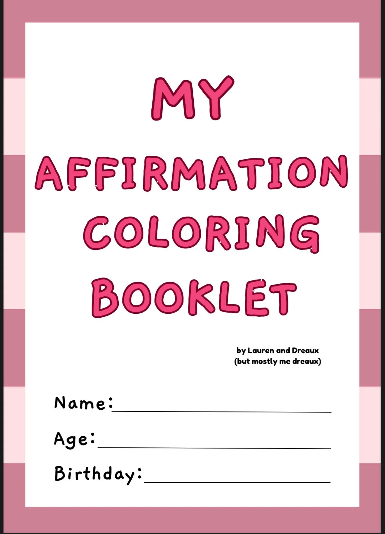 Affirmation coloring book for kids (58 pages)