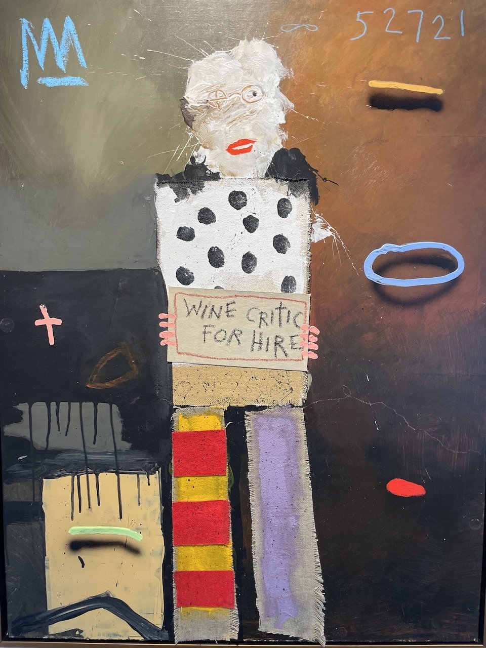 Wine Critic For Hire 42x32 Acrylic and Collage on Panel.jpg