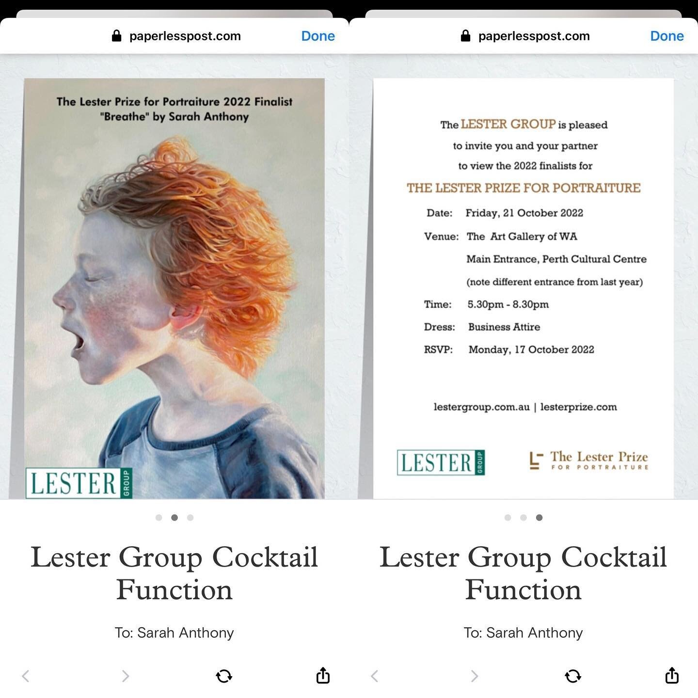 Lovely to see my painting &lsquo;Breathe&rsquo; fronting the invitation for the Lester Group corporate cocktail party at the Lester Prize 2022. 

Not long to go and I&rsquo;ll be off to WA to see all the wonderful art in person! @thelesterprize  @art