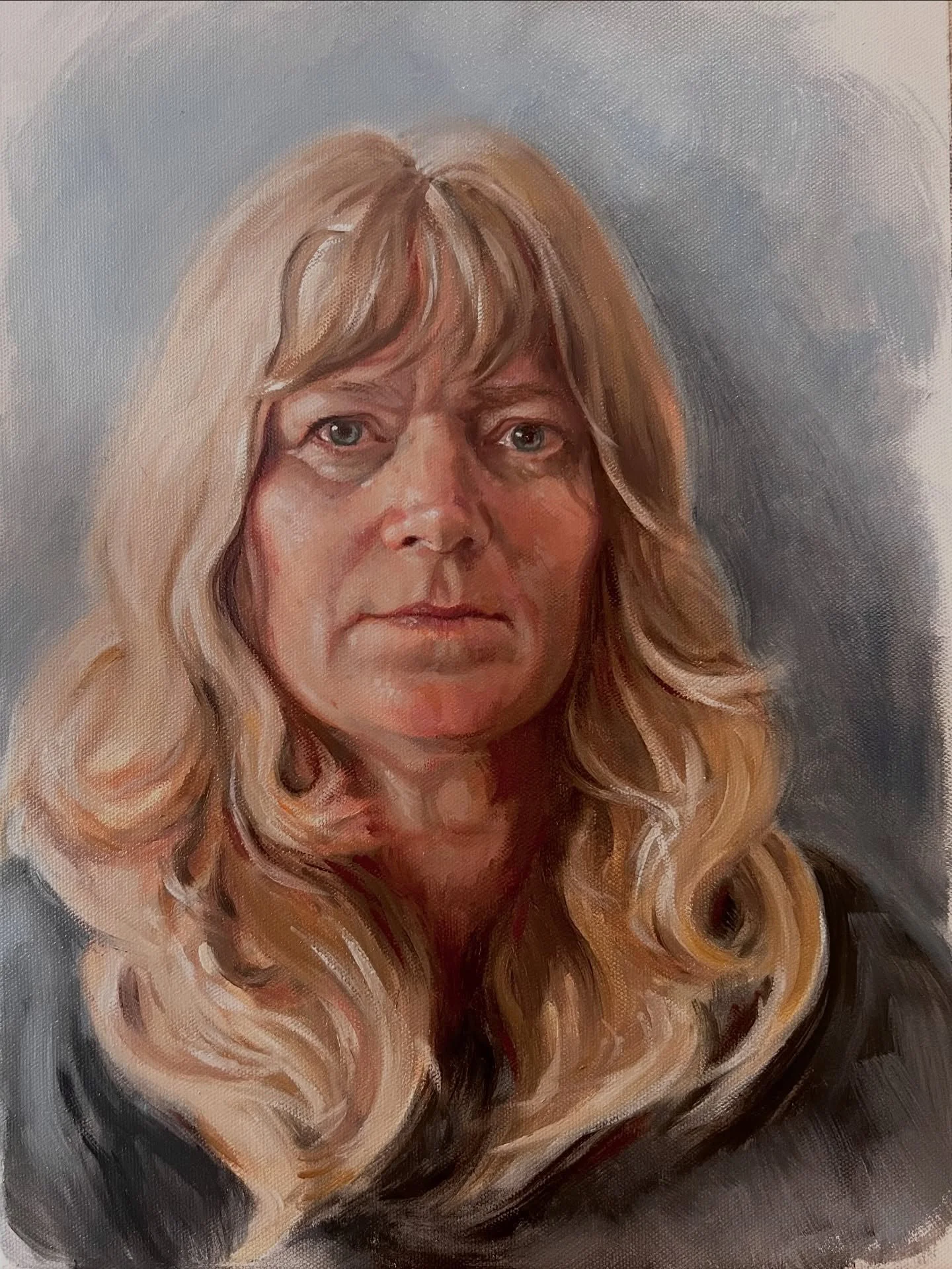 I look tired and grumpy. Fairly accurate 😂 

Quick painting from life, maybe 6 hours all up. I&rsquo;m not going to take this one any further but it was fun to loosen up a little and try to catch what&rsquo;s important. Like the &lsquo;I need more s