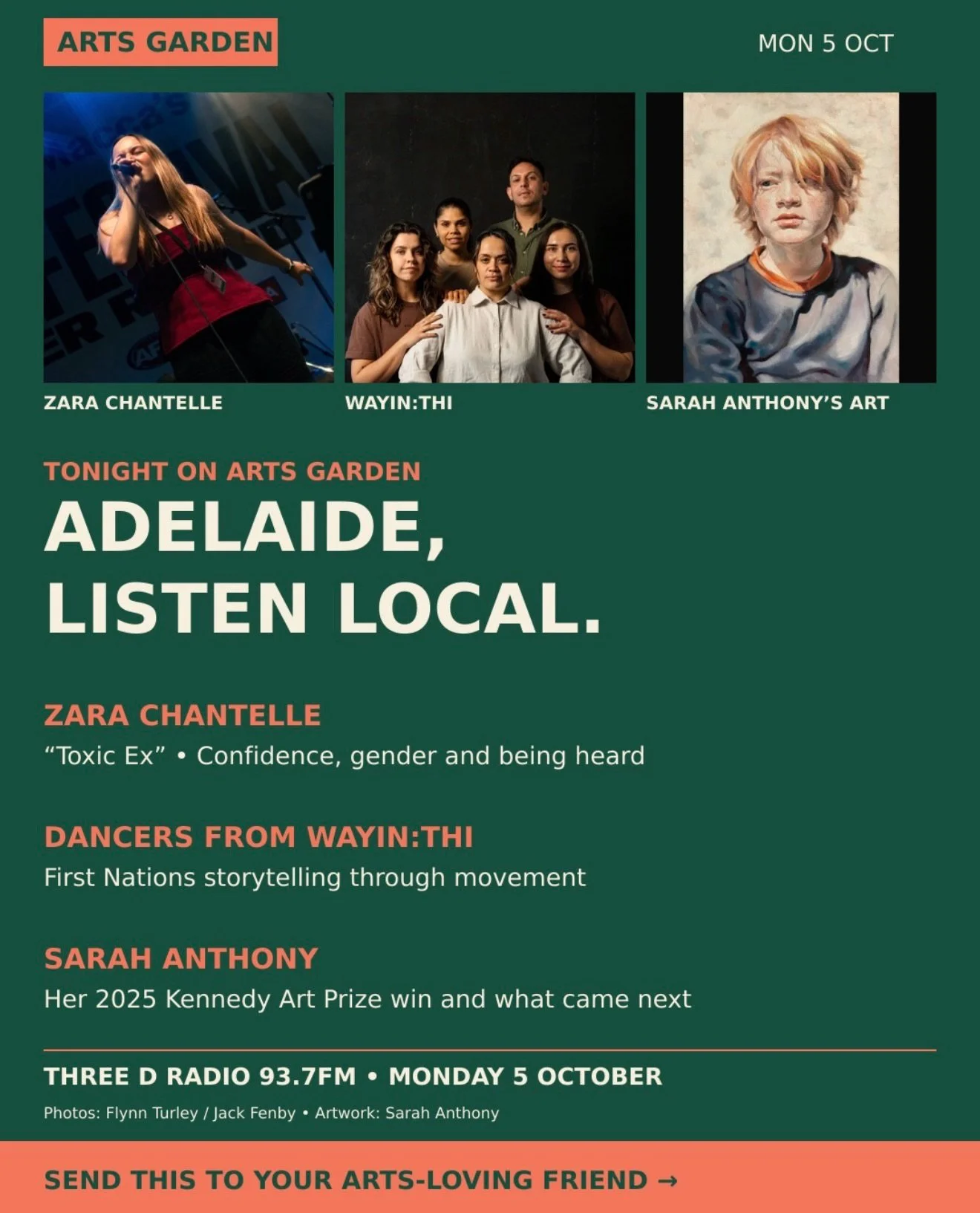 Tonight I am being interviewed on Three D Radio - Arts Garden - about my 2025 Kennedy Prize win and life in the year since. 

To listen tune in to Three D Radio 93.7 FM from 6.30pm tonight! Or online: threedradio.com

@artsgarden93.7fm 
@kennedyartsf