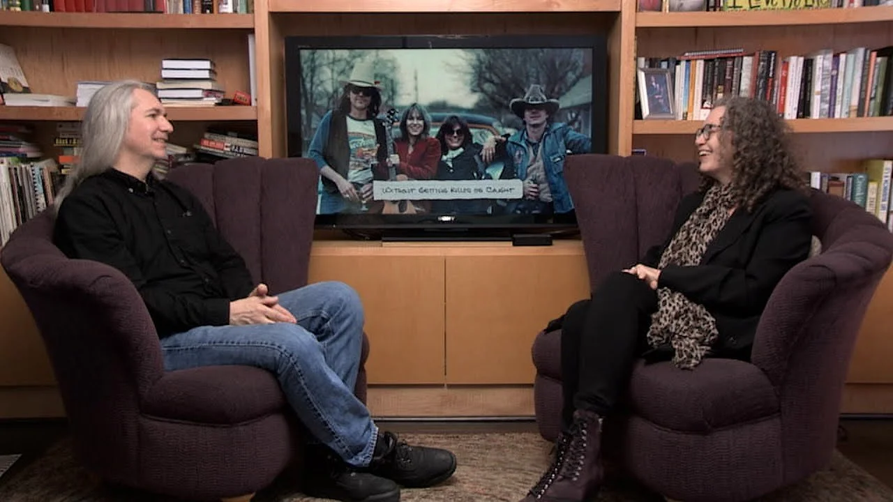 Tamara and Paul talk about Without Getting Killed or Caught at the Slow Uvalde Films studio on Music Row: