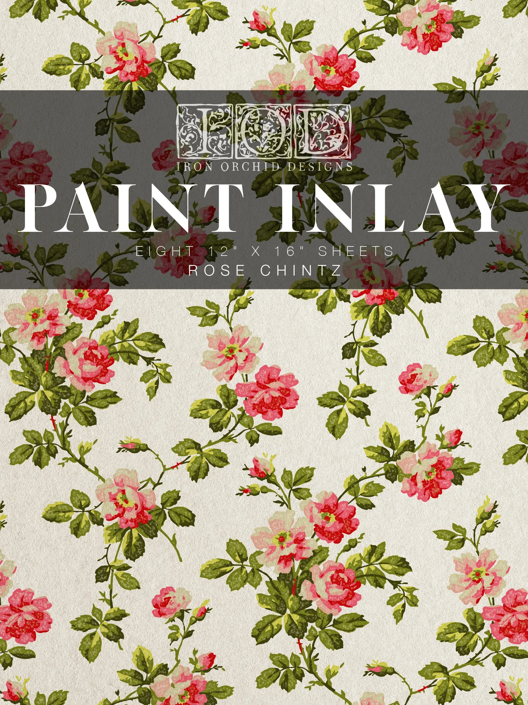 Rose Chintz - IOD Paint Inlay Rose Chintz 8 Sheets
