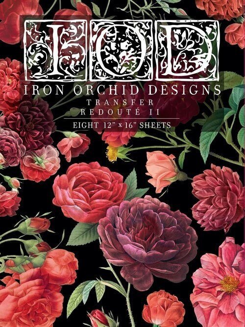 Redoute II Roses Decor Transfer - 8 sheets 12” x 16” Full color bound with 8 pages Iron Orchid Designs (IOD) - 1.00 shipping available