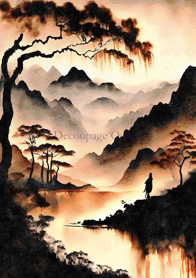 NEW Release Decoupage Rice Paper-Andy Skinner Sumi Sunset ∙ Rice Paper Decoupage ∙ Decoupage Paper