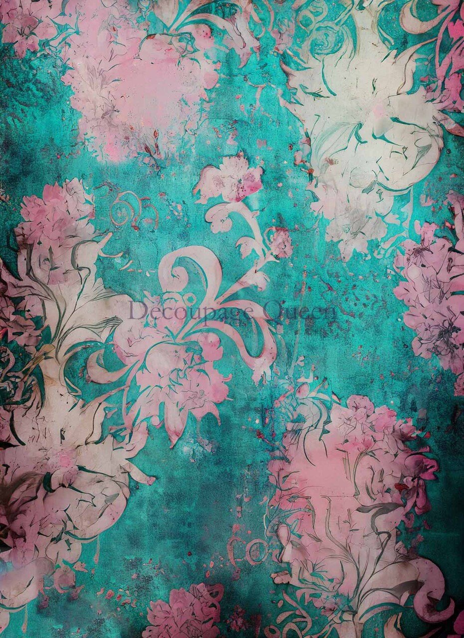 NEW Release Decoupage Rice Paper-Andy Skinner Tattered Teal ∙ Rice Paper Decoupage ∙ Decoupage Paper