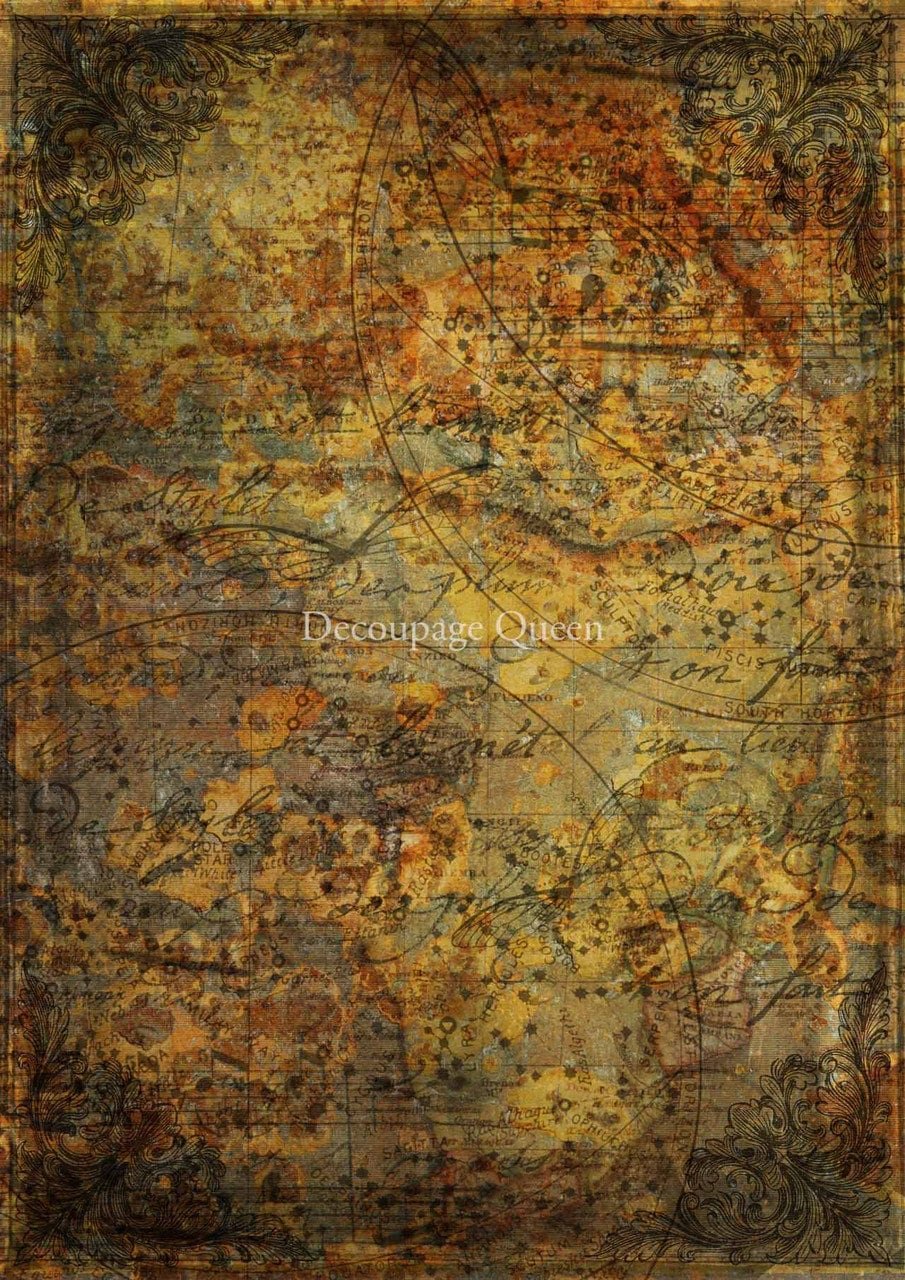 Decoupage Rice Paper-Celestial Grunge- Decoupage Paper