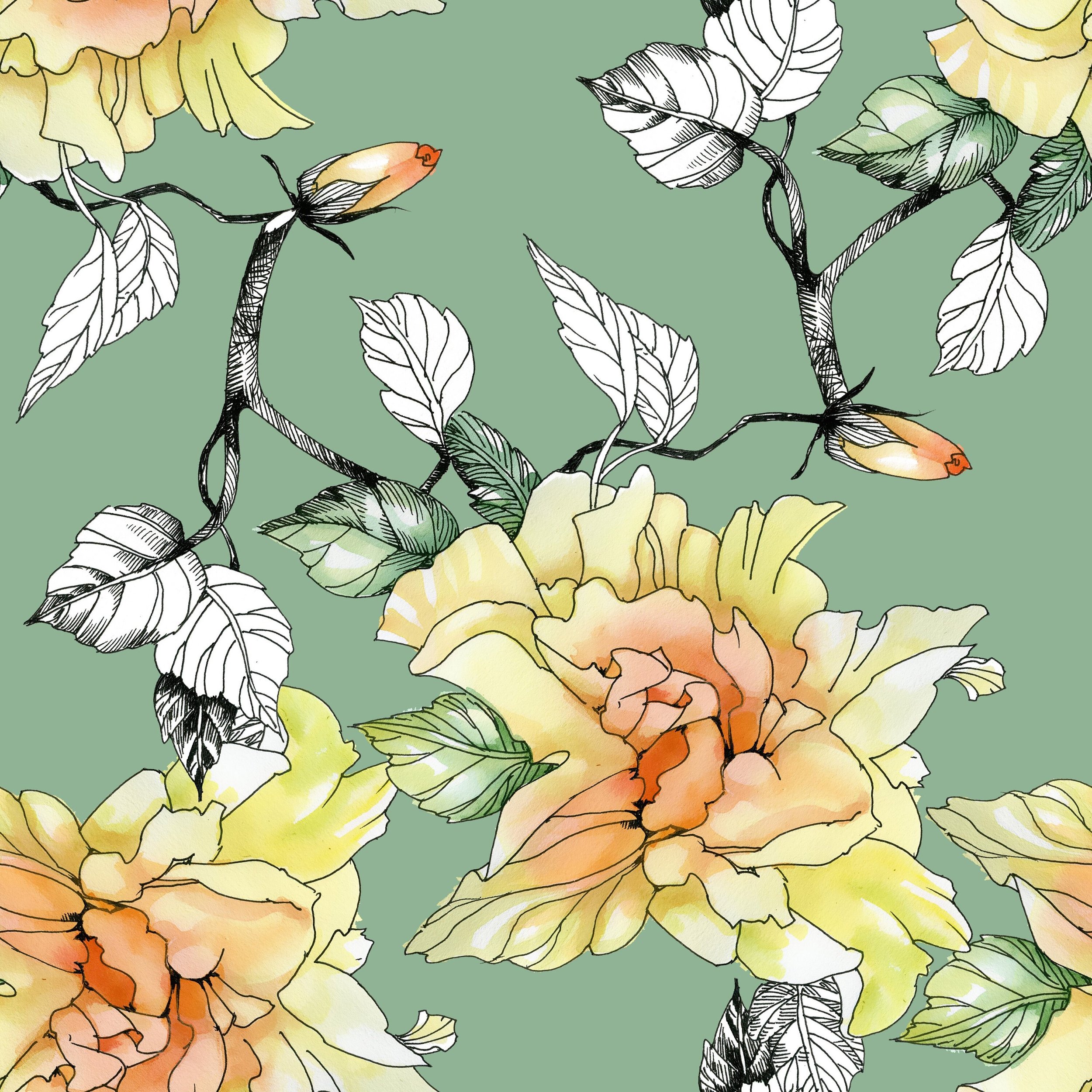 MINT Pastel Florals Tissue Paper or Decoupage Paper (Mint by Michelle) - (3 Sheets - 13.8" x 13.8" inches) 1.00 Shipping Available
