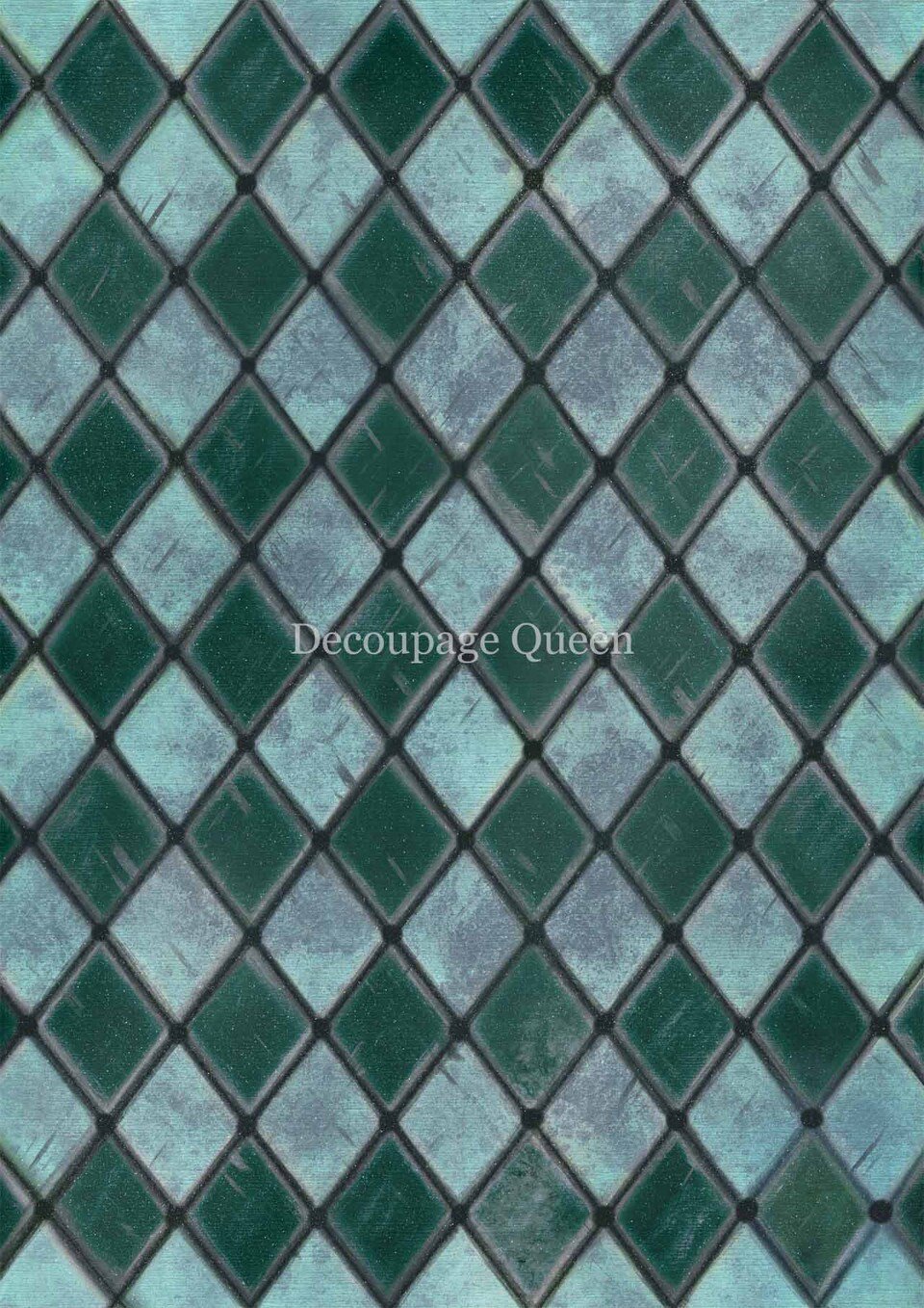 Decoupage Rice Paper- Teal  Harlelquin- Decoupage Paper