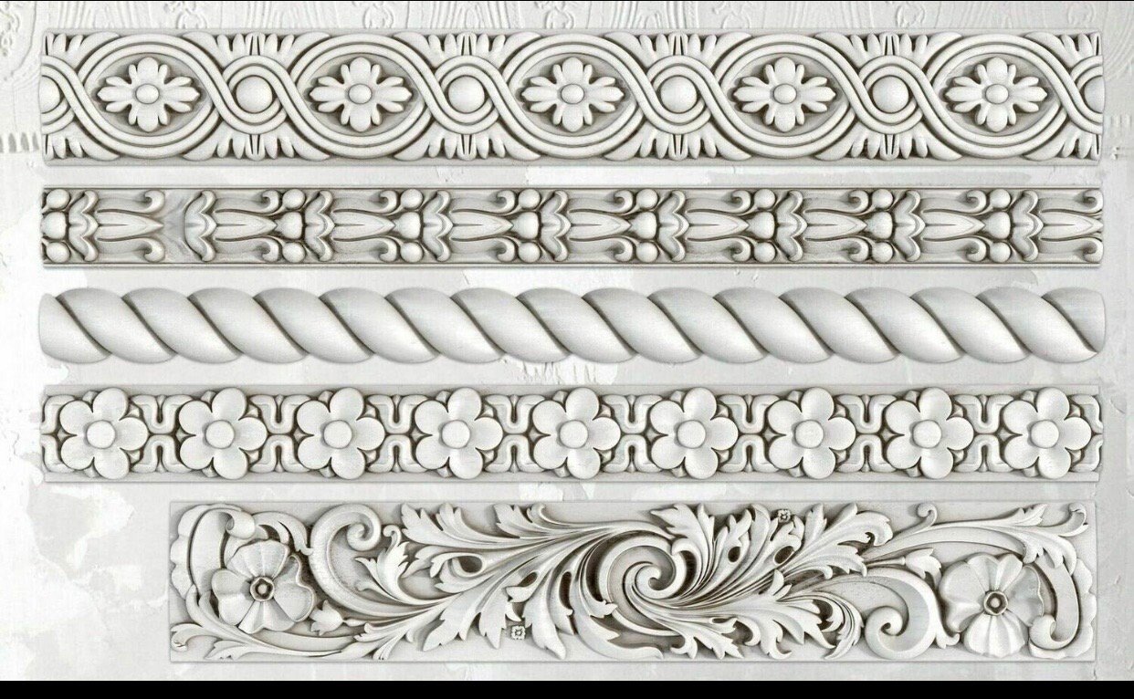 Trimmings 2 - IOD Mould - 6 x 10 Silicone Mould - Iron Orchid Design - 1.00 shipping available