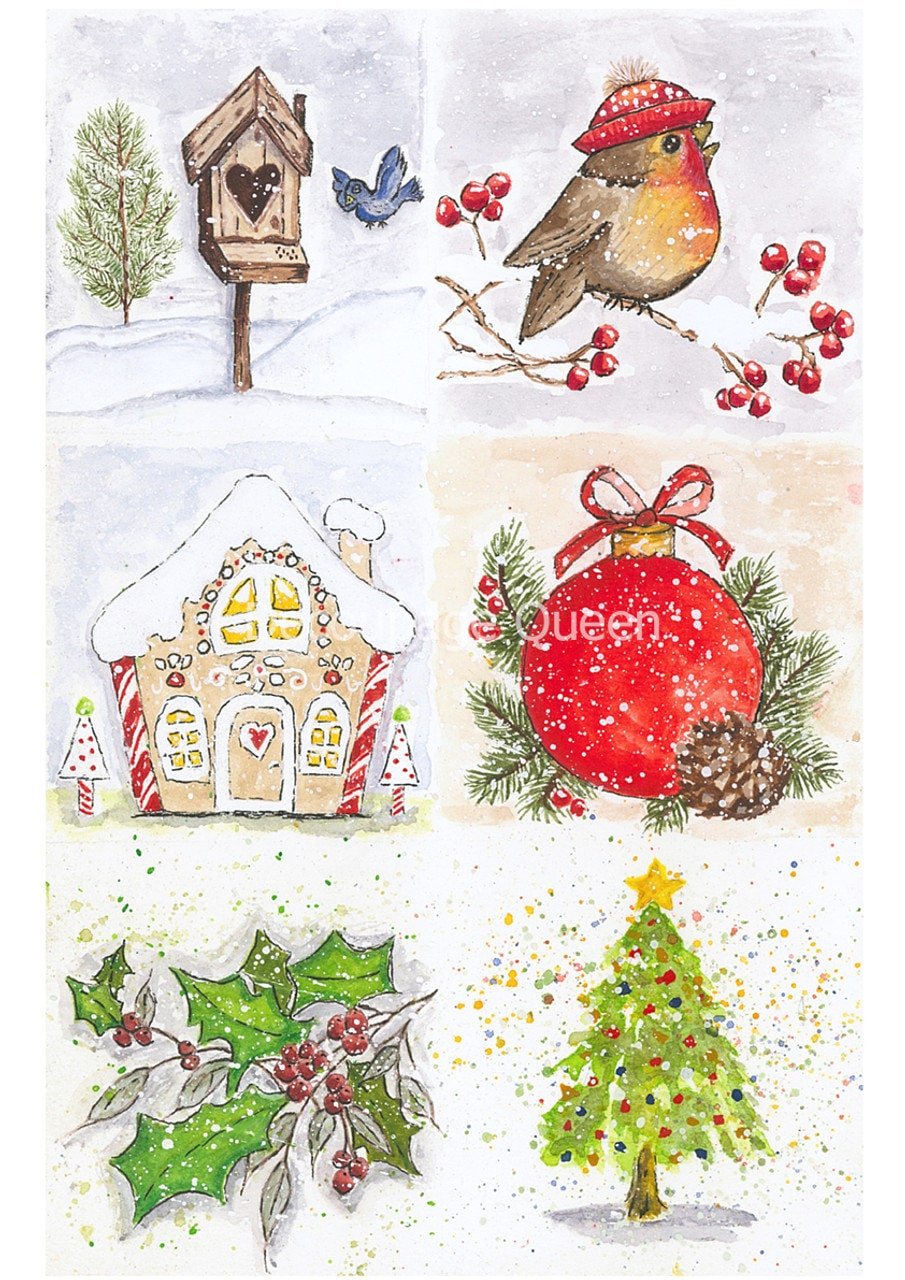 Decoupage Rice Paper-Christmas Scenes∙ Decoupage Paper old to ooh la la