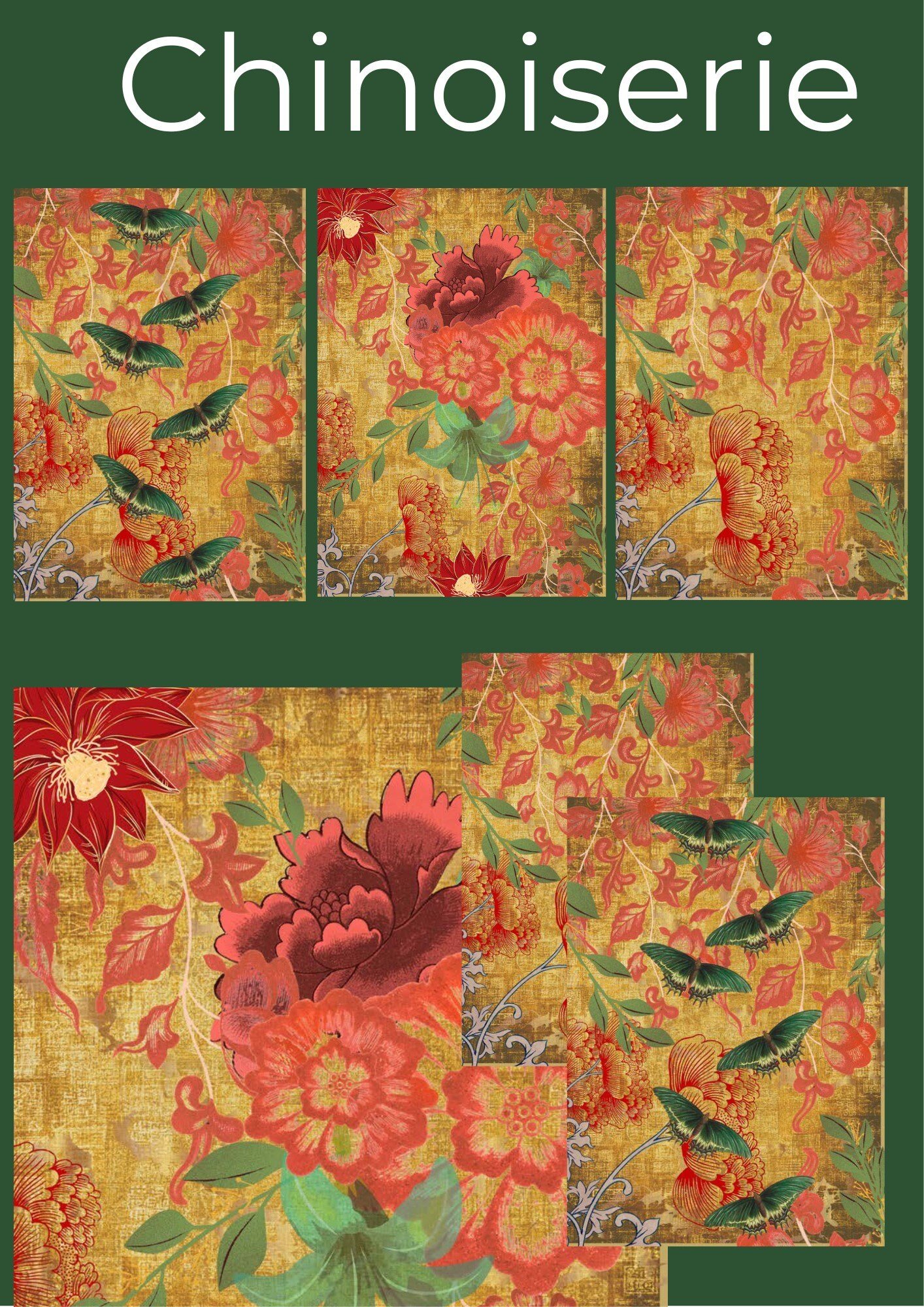 Chinoiserie Decoupage Paper - 3 Sheets  (Made by Marley) - 1.00 Shipping Available