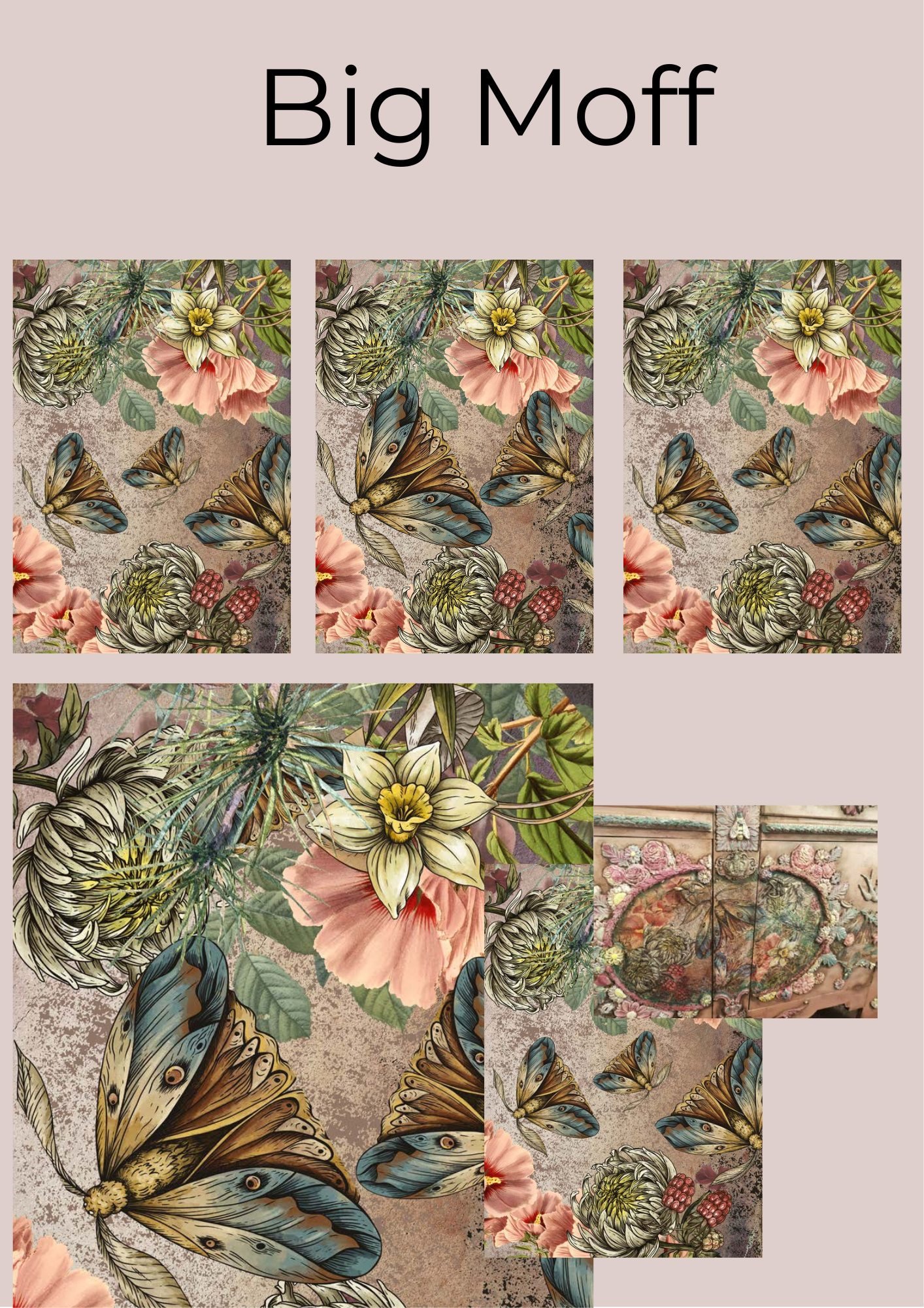 Big Moff Decoupage Paper - 3 Sheets  (Made by Marley) - 1.00 Shipping Available