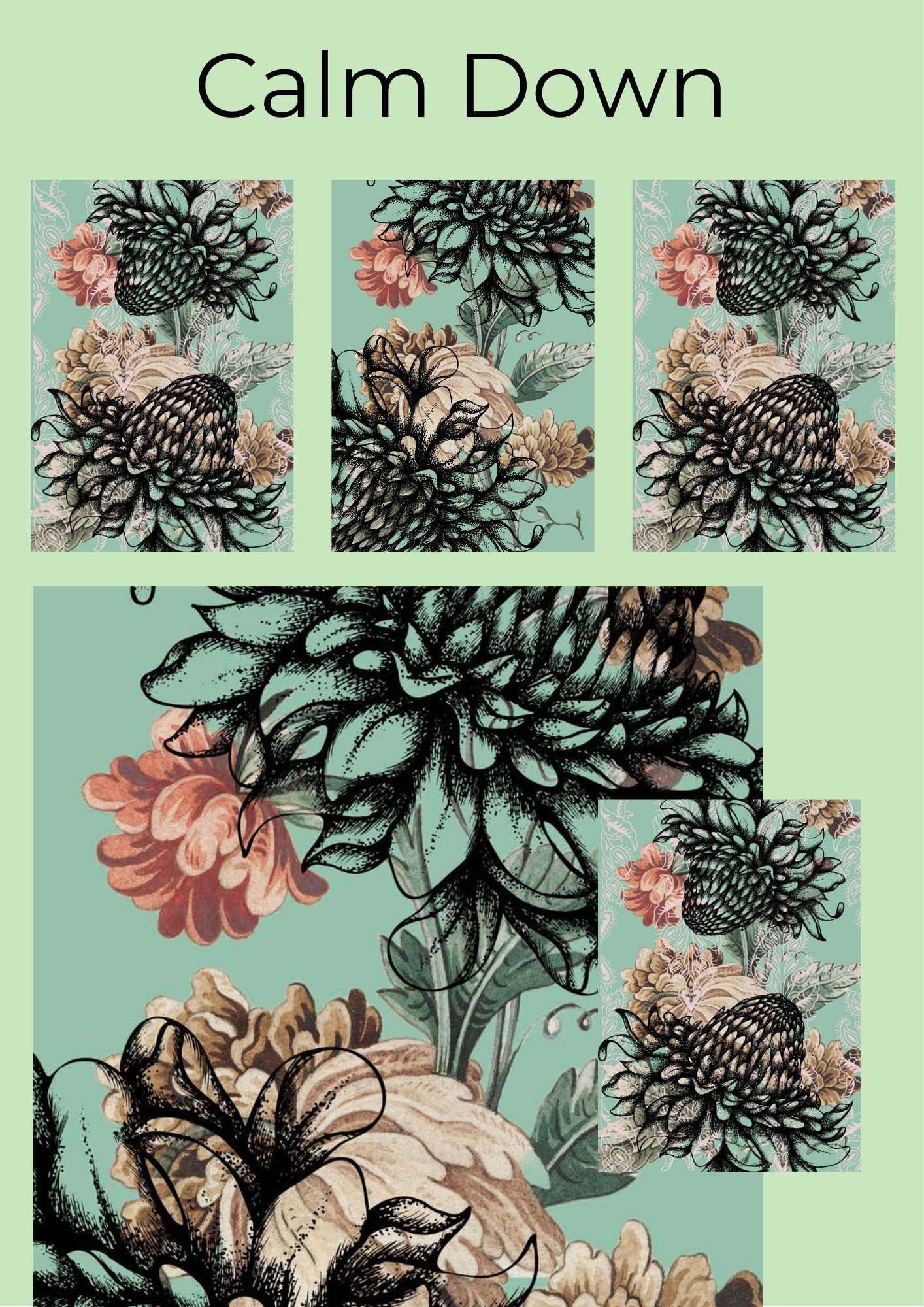 Calm Down Decoupage Paper - 3 Sheets  (Made by Marley) - 1.00 Shipping Available