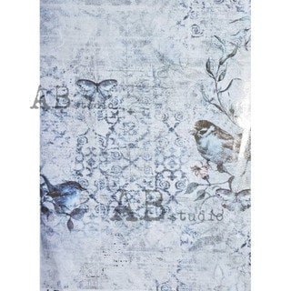 Decoupage Glided Rice Paper-AB Studios Blue Birds ∙ Decoupage Paper