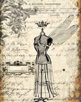Grunge Dressform  - Roycycled Decoupage Papers - Dollar Shipping Available