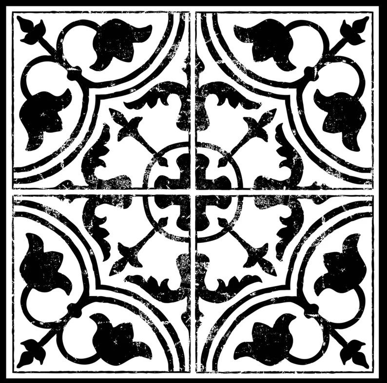 IOD Cubano Design Field Tile Stamp 12 x 12 Decor Stamp Iron Orchid Design (geometric, stencil like )