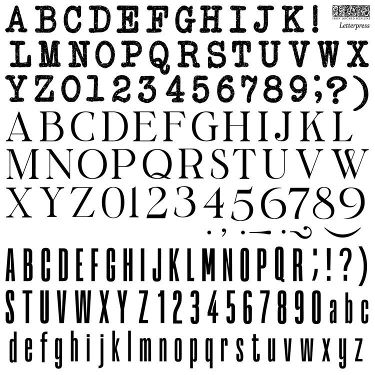 Letterpress 12 x 12 Decor IOD Stamp - Sheet