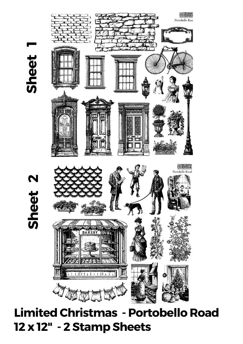 Portobello Road - Limited Christmas Edition 2023- 2 Sheets - 12 x 12 IOD Decor Stamps