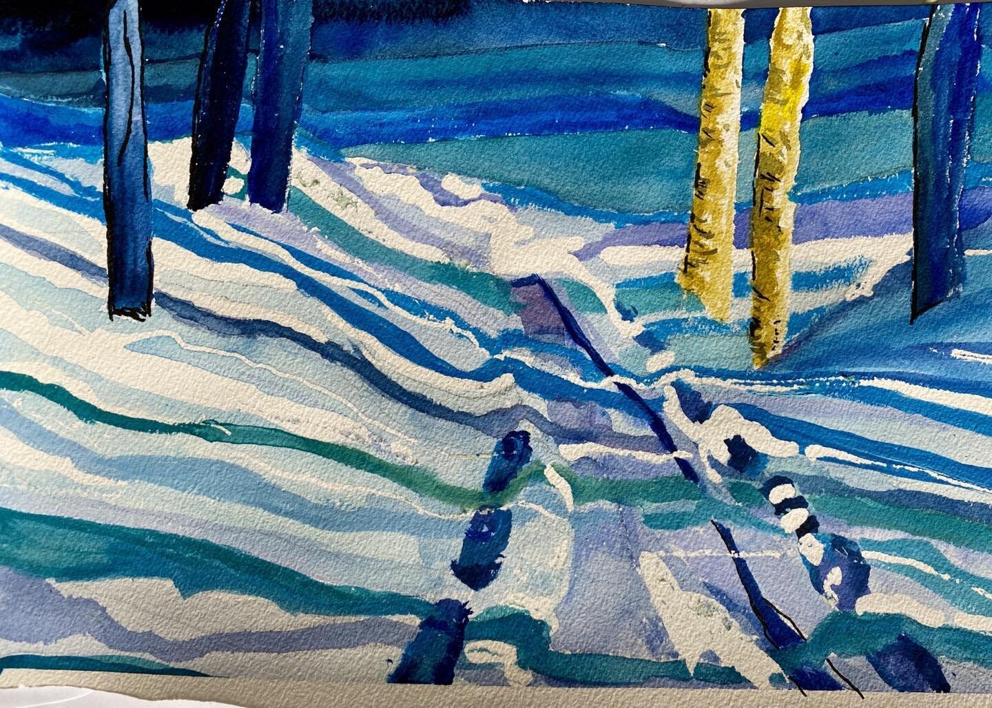 Winter walk in the snow. My watercolour this cold day. #watercolours #ontario #nature #paint #painting #art #hobby #watercolour #trees #artistsoninstagram #paints #artoftheday  #artcurator #drawingoftheday
