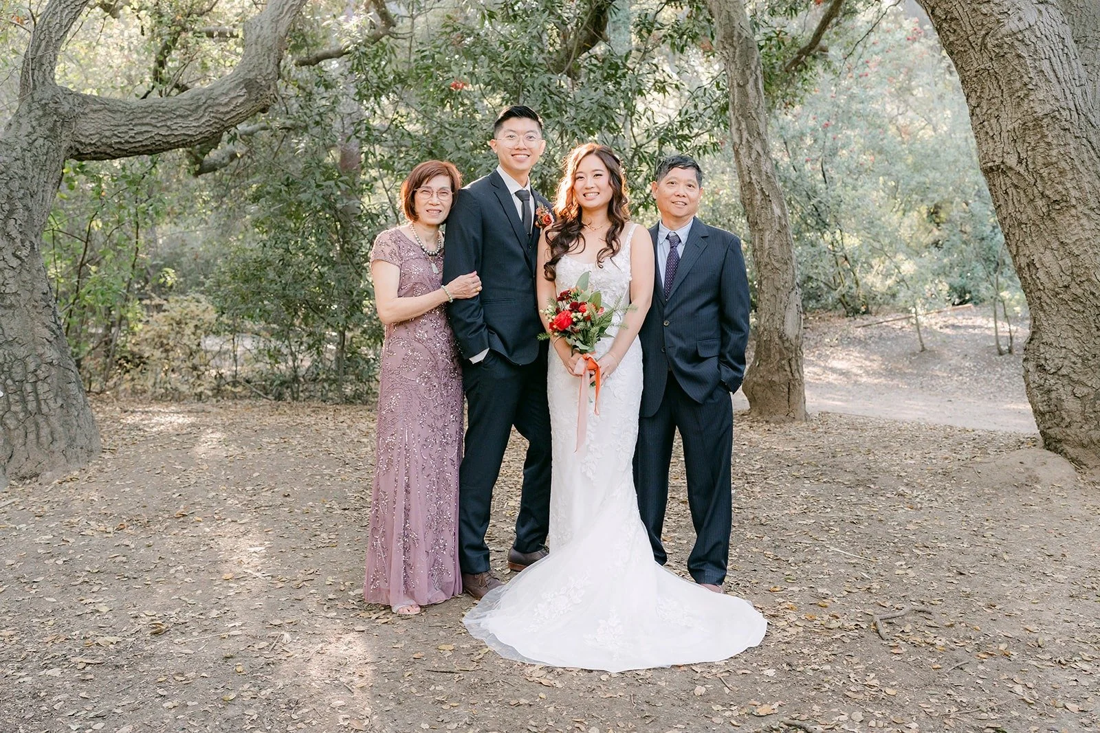 Shayna and Robert with family members on the trail after the ceremony