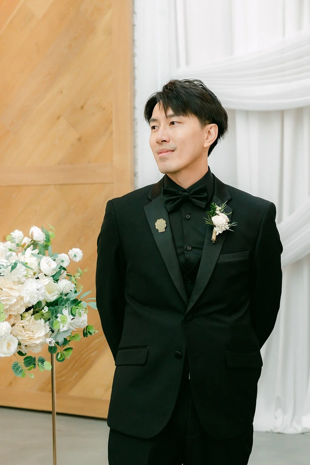 Fong waiting at the front of the chapel