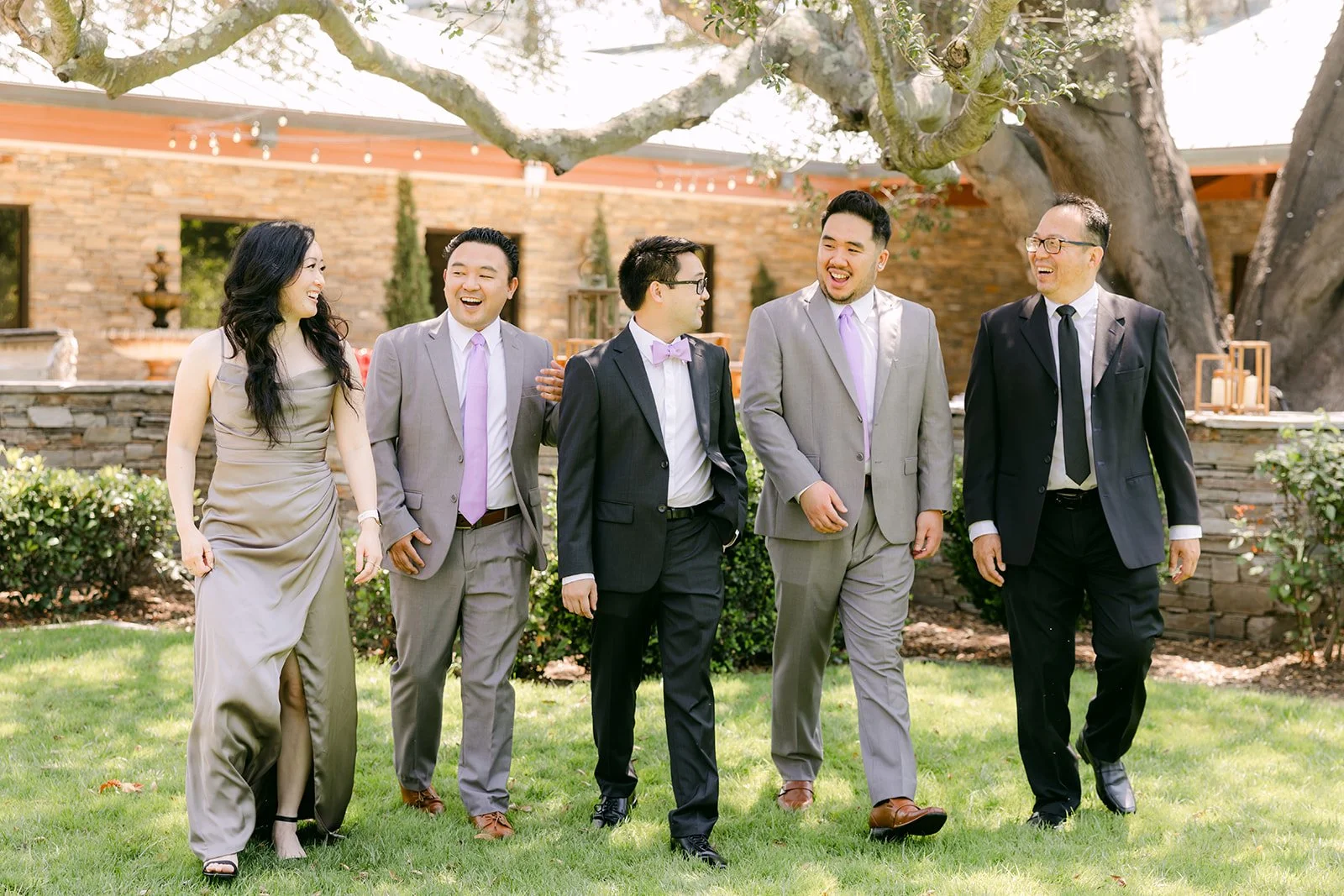 The groomsmen walking with Patrick