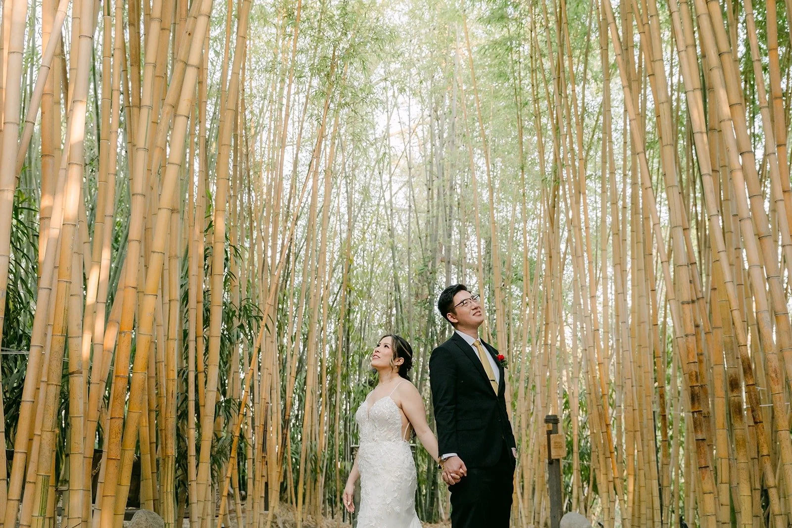 Joanne and Zach standing in the bamboo forest at the San Diego Zoo Safari Park