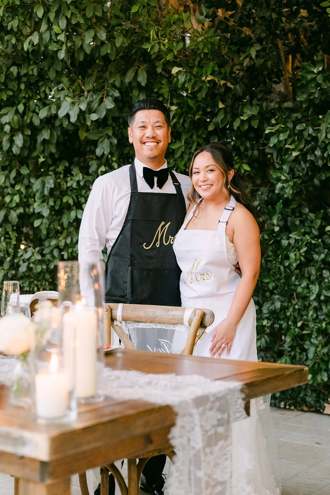 Nicole and Caryl at their sweetheart table after the first dance.