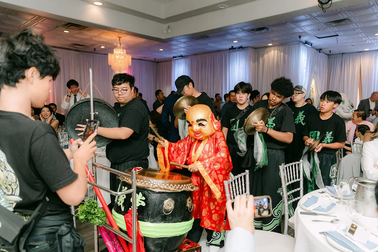 Drummers keeping the beat for the lion dance