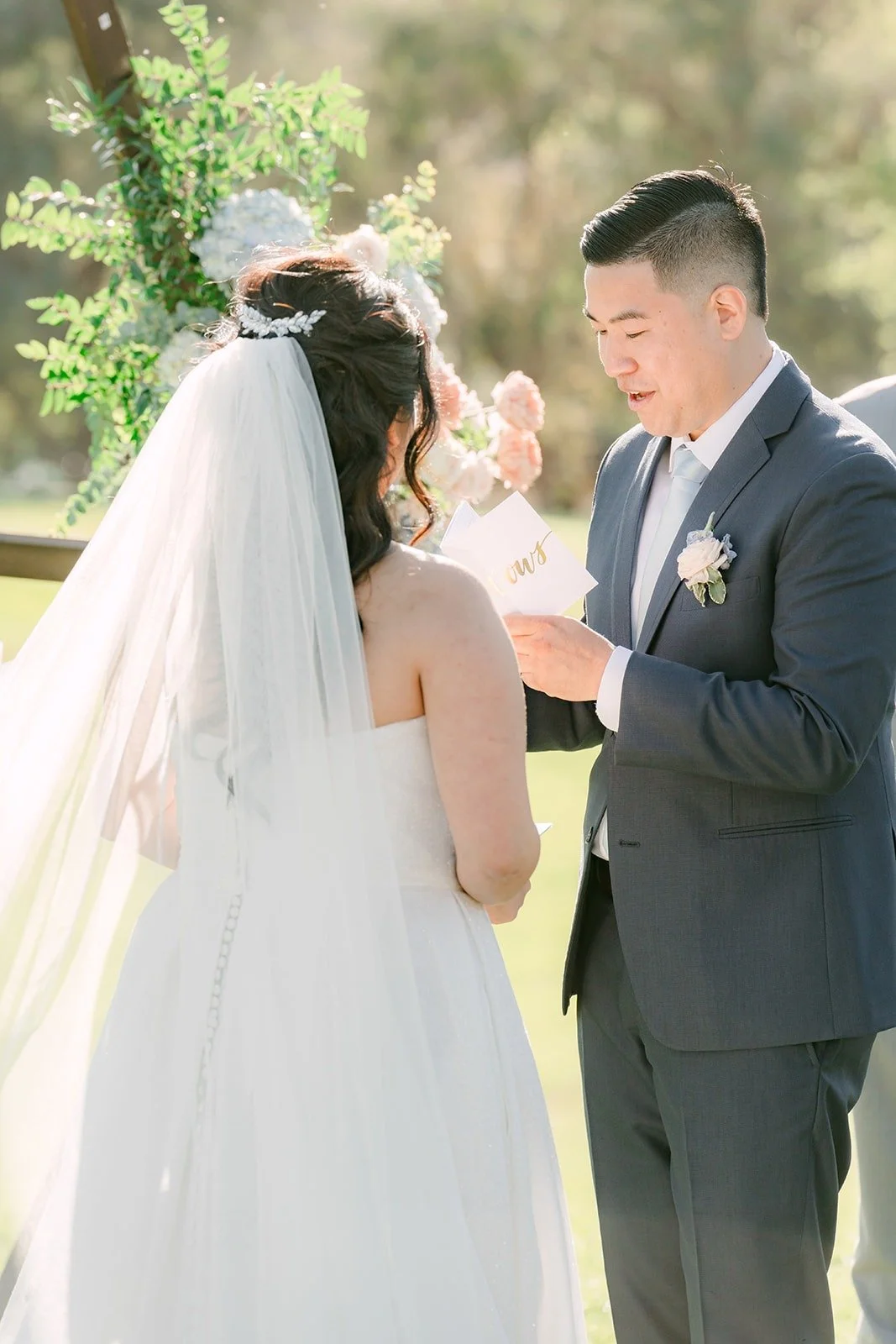 Jordan reading his vows to Florence