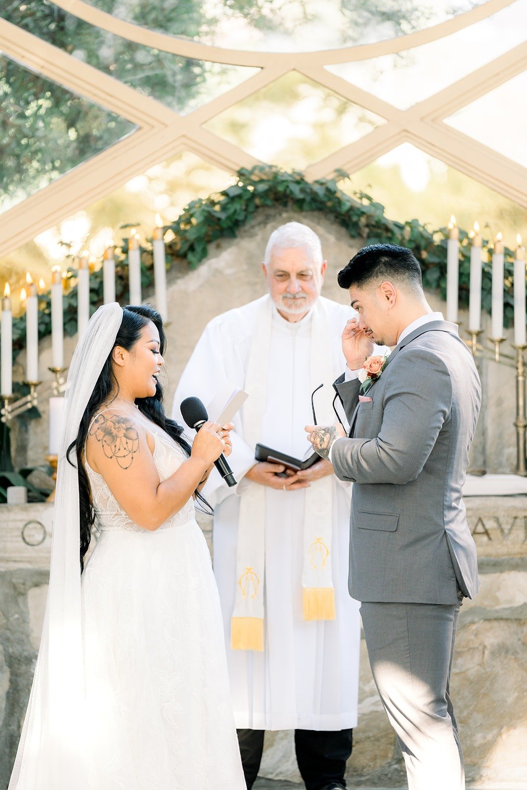 Betsy reads her vows to Mikey